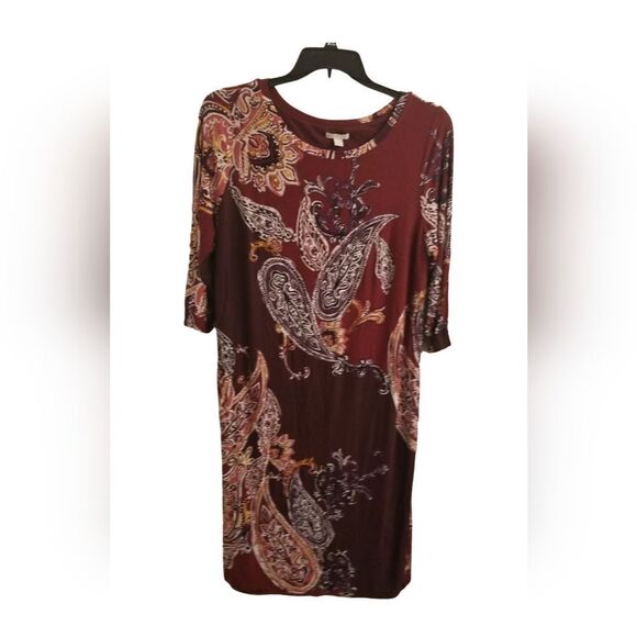 Rust Paisley Print Women's Dress.    Sc0726 - Picture 1 of 5
